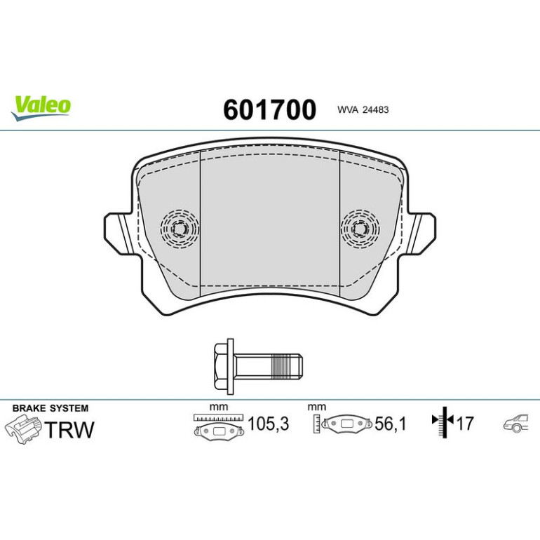 VALEO Bremsbeläge 601700 VALEO Bremsbeläge 601700