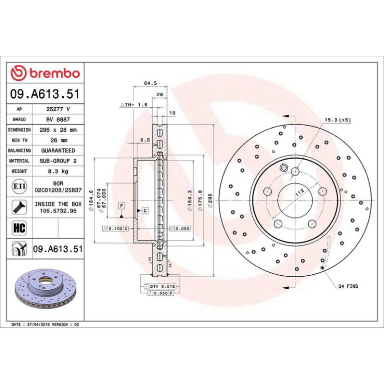 15 481 074 Bremsscheibe VA 09.A613.51 15 481 074 Bremsscheibe VA 09.A613.51