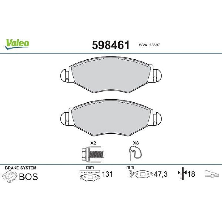 VALEO Bremsbeläge 598461 VALEO Bremsbeläge 598461
