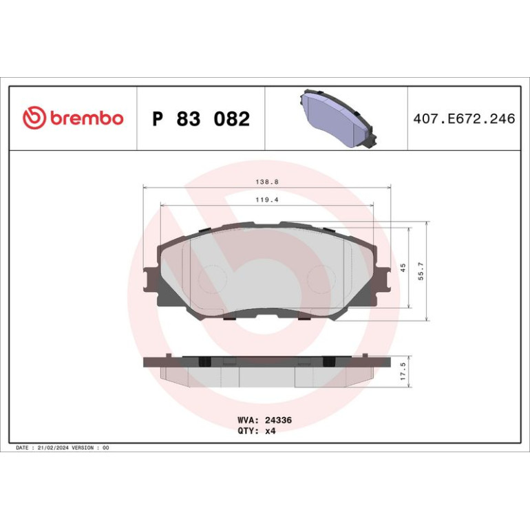 BREMBO Bremsklötze VA P 83 082 BREMBO Bremsklötze VA P 83 082