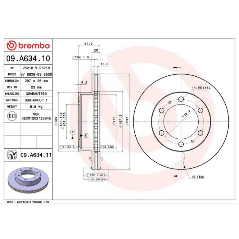 82 481 116 Bremsscheibe VA 09.A634.11 82 481 116 Bremsscheibe VA 09.A634.11