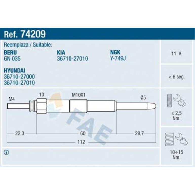 FAE Glühkerze 74209 FAE Glühkerze 74209