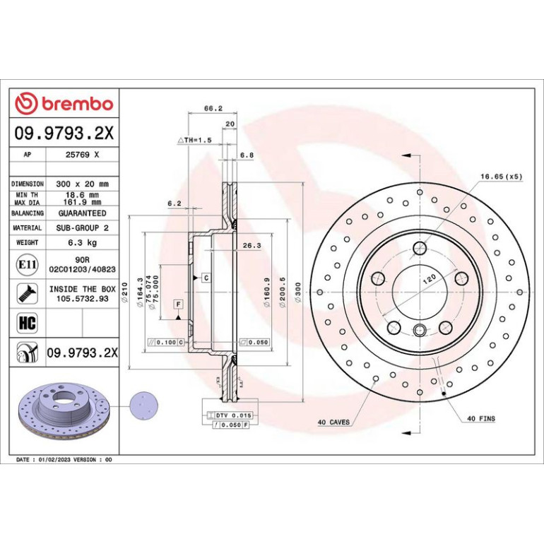 Bremsscheibe HA 09.9793.2X Bremsscheibe HA 09.9793.2X