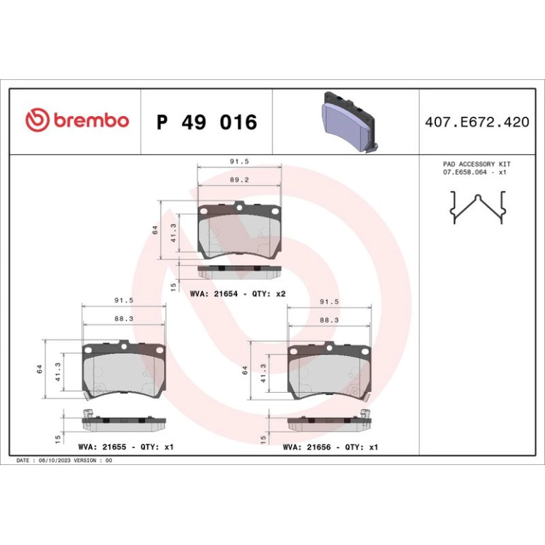 BREMBO Bremsklötze VA P 49 016 BREMBO Bremsklötze VA P 49 016