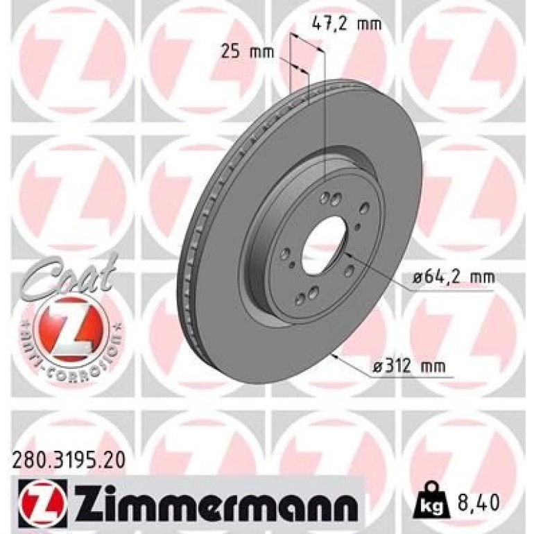 ZIMMERMANN Bremsscheibe 280.3195.20 ZIMMERMANN Bremsscheibe 280.3195.20