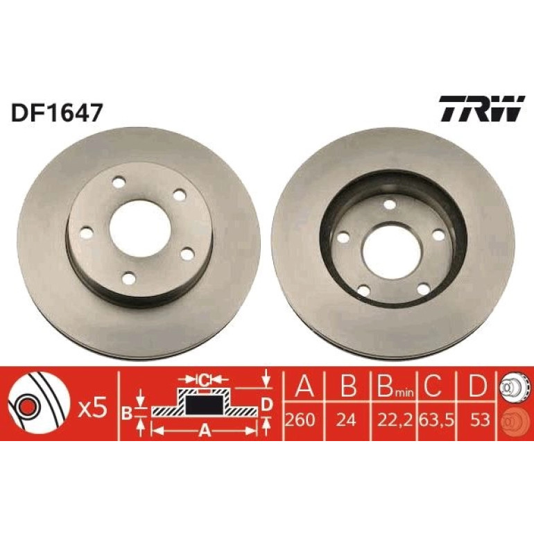 TRW Bremsscheibe DF1647 TRW Bremsscheibe DF1647