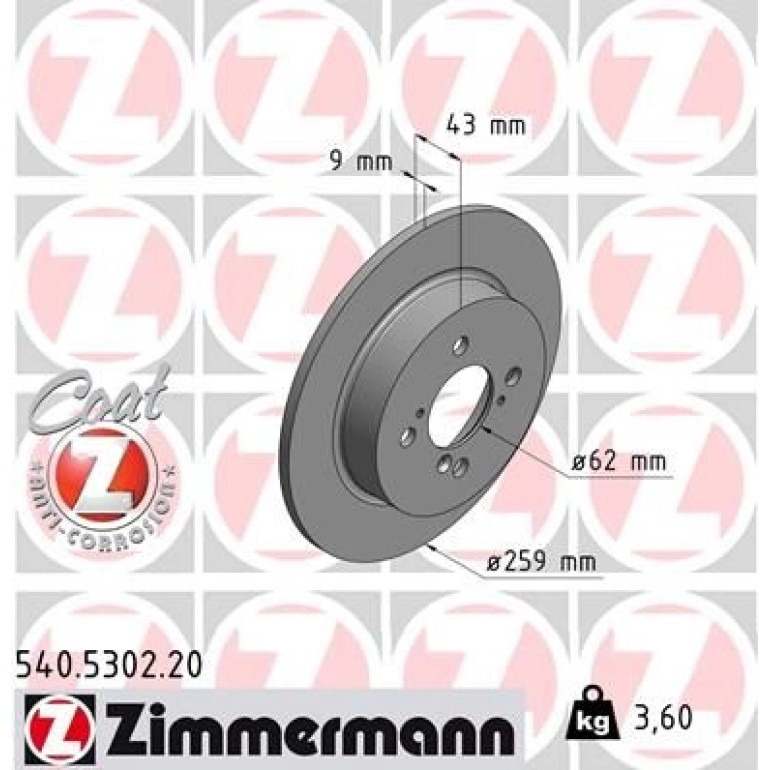 ZIMMERMANN Bremsscheibe 540.5302.20 ZIMMERMANN Bremsscheibe 540.5302.20