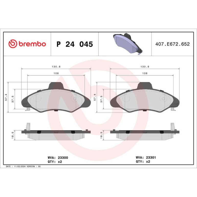 BREMBO Bremsklötze VA P 24 045 BREMBO Bremsklötze VA P 24 045