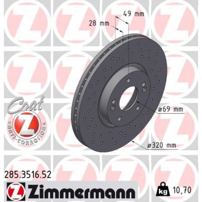 80 481 043 Sport Bremsscheibe VA Sport 285.3516.52 80 481 043 Sport Bremsscheibe VA Sport 285.3516.52