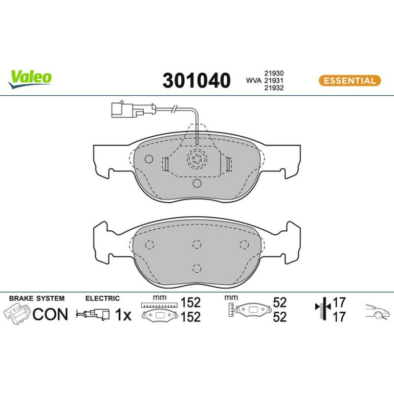 VALEO Bremsbeläge 301040 VALEO Bremsbeläge 301040