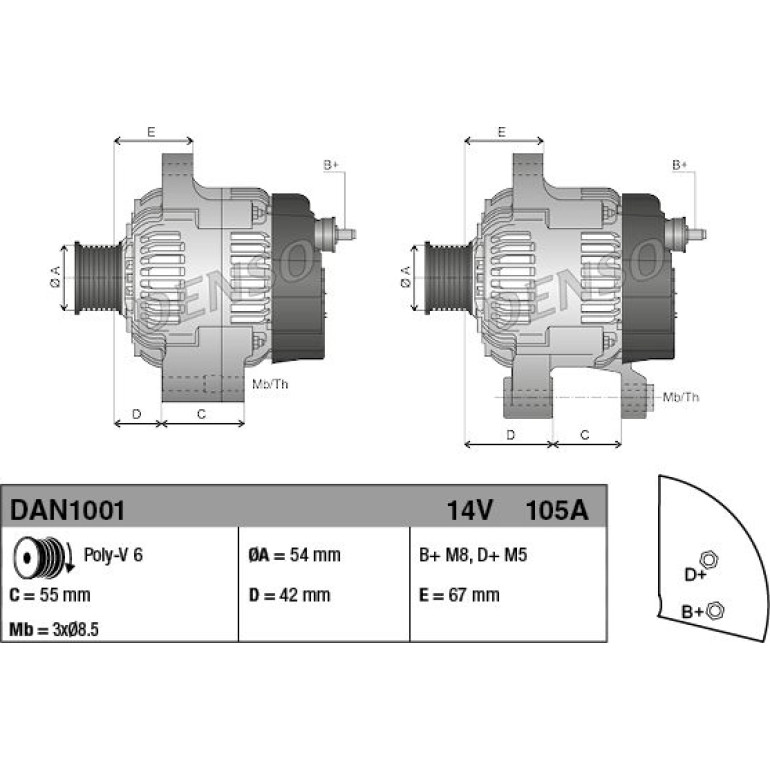 DENSO Generator DAN1001 DENSO Generator DAN1001