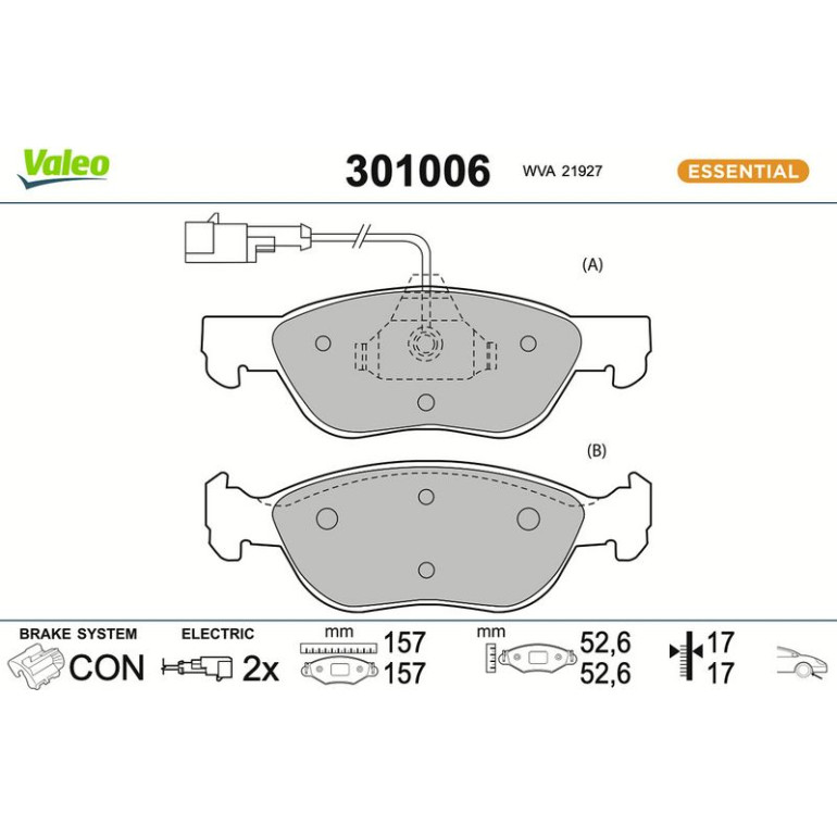 VALEO Bremsbeläge 301006 VALEO Bremsbeläge 301006