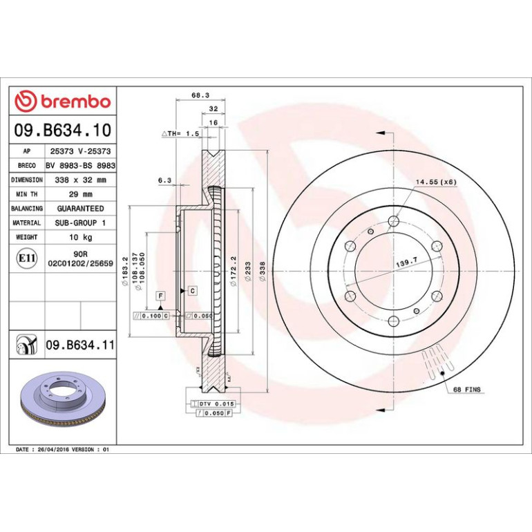 82 481 130 Bremsscheibe VA 09.B634.11 82 481 130 Bremsscheibe VA 09.B634.11