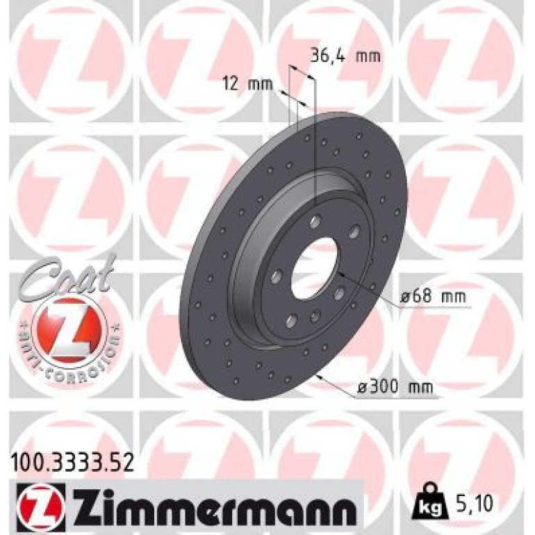 ZIMMERMANN Bremsscheibe 100.3333.52 ZIMMERMANN Bremsscheibe 100.3333.52