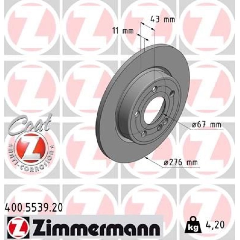 ZIMMERMANN Bremsscheibe 400.5539.20 ZIMMERMANN Bremsscheibe 400.5539.20