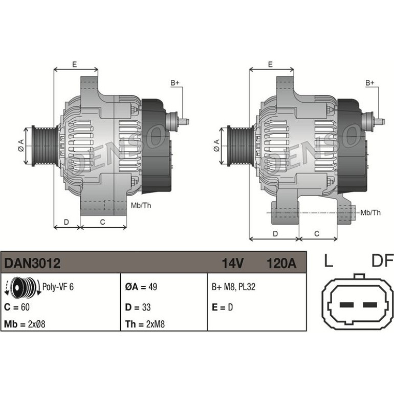 DENSO Generator DAN3012 DENSO Generator DAN3012