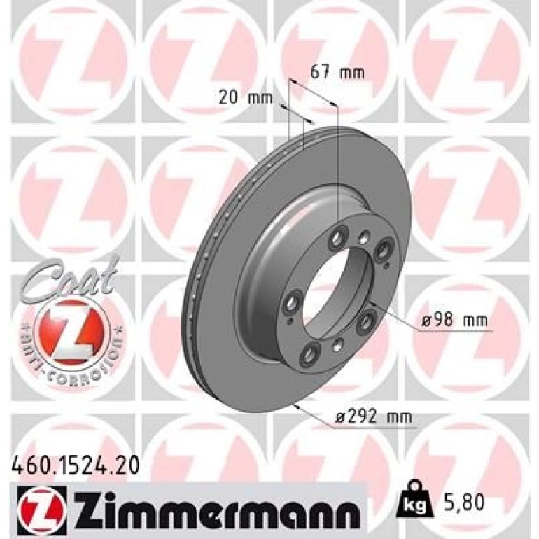 ZIMMERMANN Bremsscheibe 460.1524.20