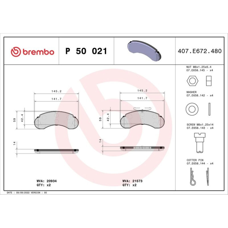 BREMBO Bremsklötze VA P 50 021