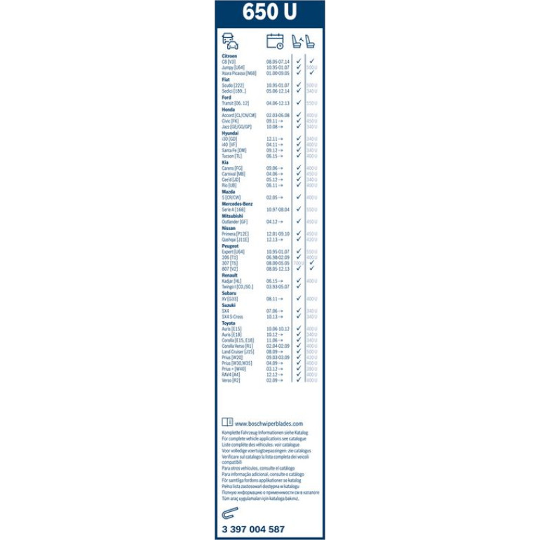 Bosch Wischerblatt 650U 3397004587 Bosch Wischerblatt 650U 3397004587