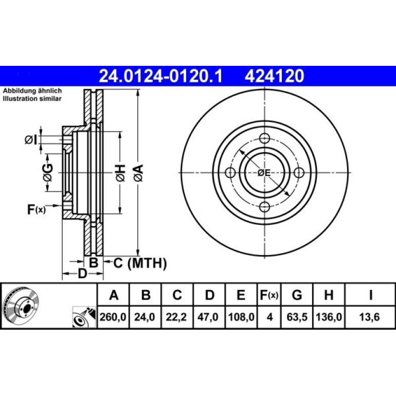 Bremsscheibe Ford P. Mondeo/Scorpio 1.6-2.9 93-00 24.0124-0120.1 Bremsscheibe Ford P. Mondeo/Scorpio 1.6-2.9 93-00 24.0124-0120.1