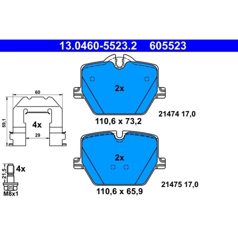 Bremsbelagsatz, Scheibenbremse 13.0460-5523.2 Bremsbelagsatz, Scheibenbremse 13.0460-5523.2