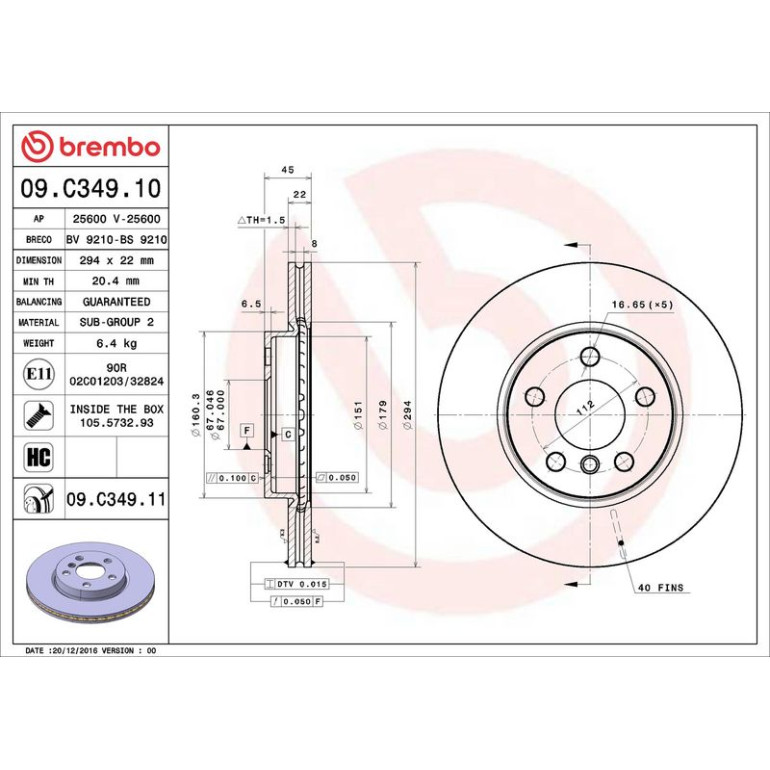 11 481 131 Bremsscheibe VA 09.C349.11 11 481 131 Bremsscheibe VA 09.C349.11