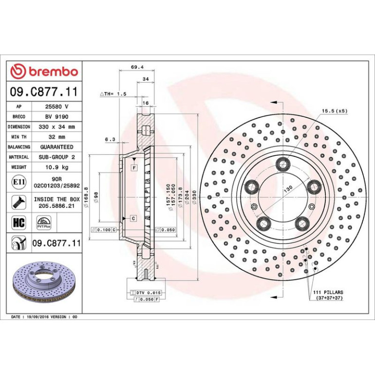 13 481 057 Bremsscheibe VA 09.C877.11 13 481 057 Bremsscheibe VA 09.C877.11