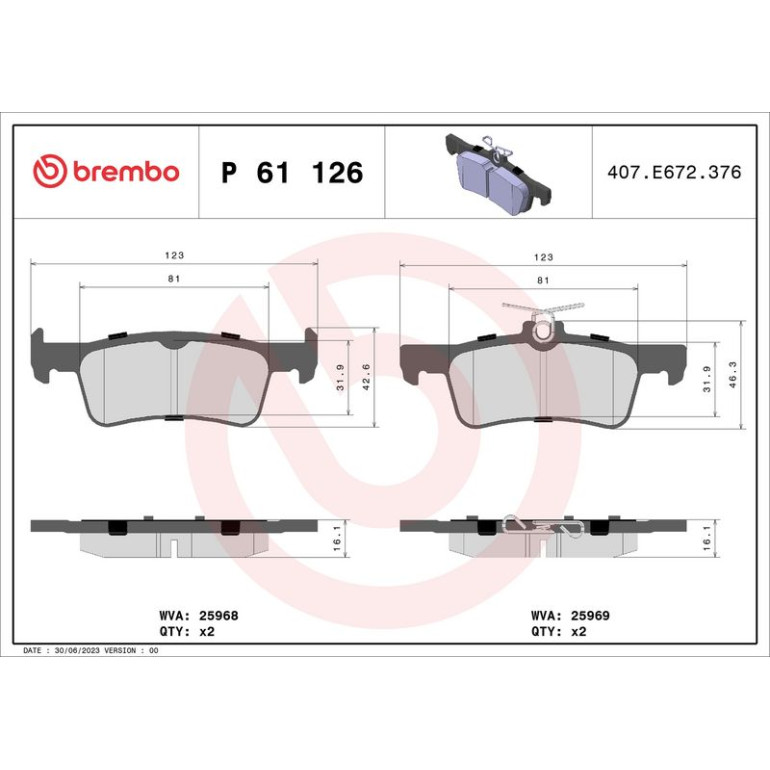 BREMBO Bremsklötze HA P 61 126 BREMBO Bremsklötze HA P 61 126