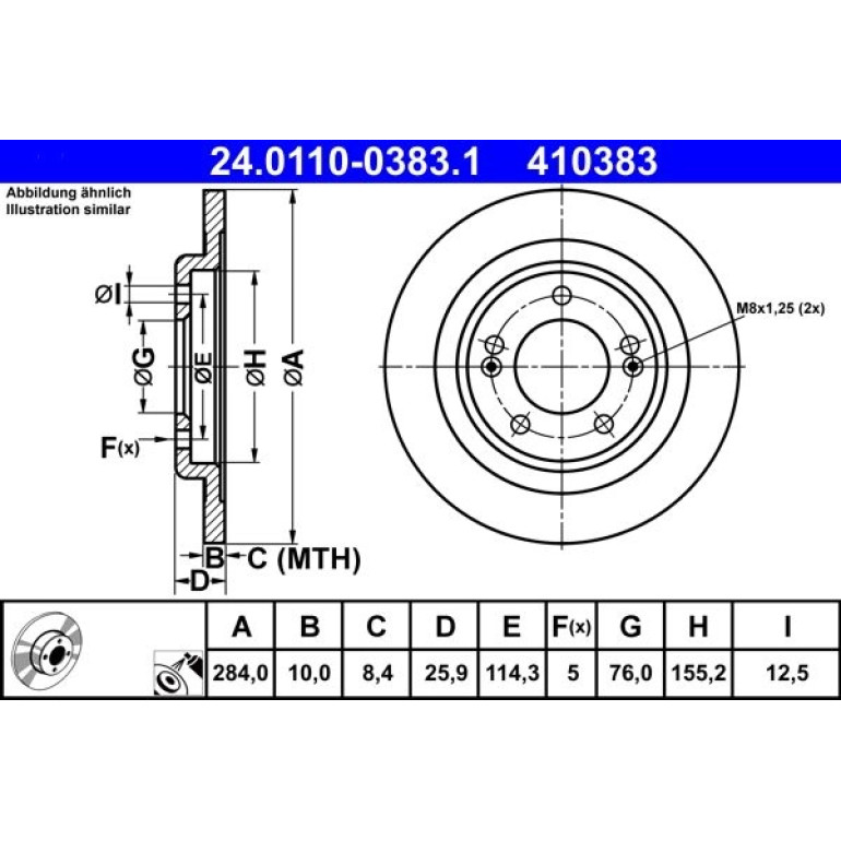Bremsscheibe Hyundai T. I30 1.4-1.6 11 24.0110-0383.1 Bremsscheibe Hyundai T. I30 1.4-1.6 11 24.0110-0383.1