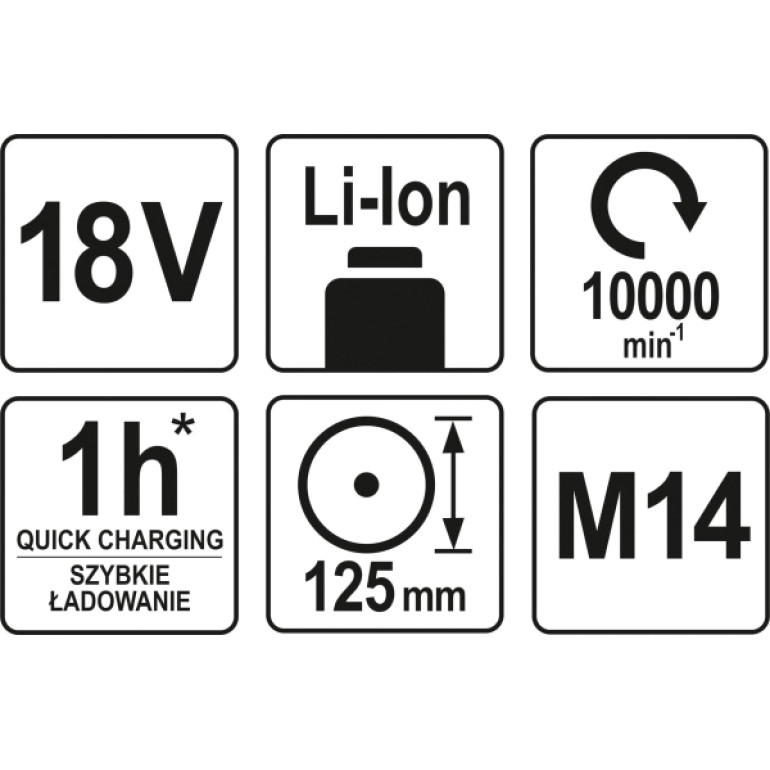 Winkelschleifer 18V Ohne Batterien YT-82827 Winkelschleifer 18V Ohne Batterien YT-82827