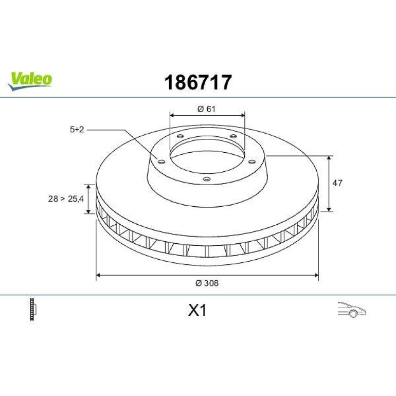 VALEO Bremsscheibe 186717 VALEO Bremsscheibe 186717
