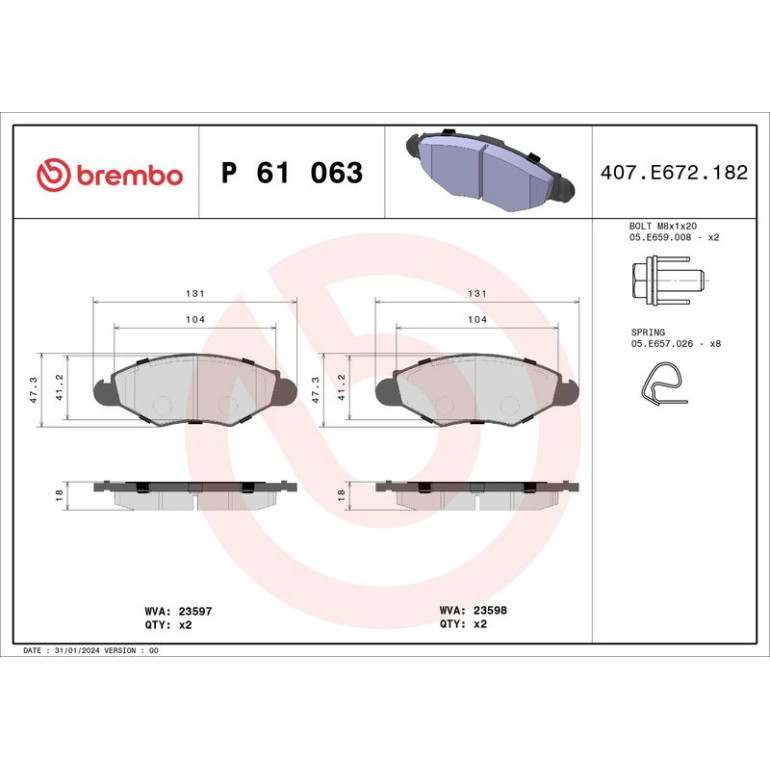 BREMBO Bremsklötze VA P 61 063 BREMBO Bremsklötze VA P 61 063