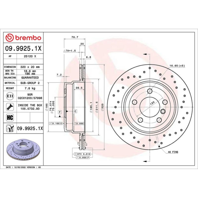 Bremsscheibe HA 09.9925.1X Bremsscheibe HA 09.9925.1X