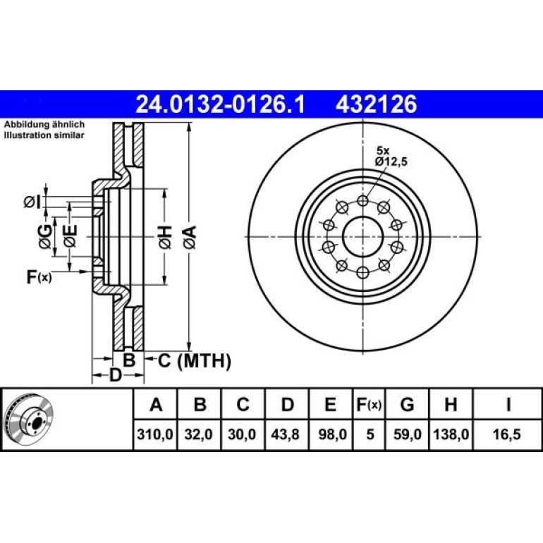 Bremsscheibe Citroen P. C8 2.0-2.2 Hdi 06-14 24.0132-0126.1 Bremsscheibe Citroen P. C8 2.0-2.2 Hdi 06-14 24.0132-0126.1