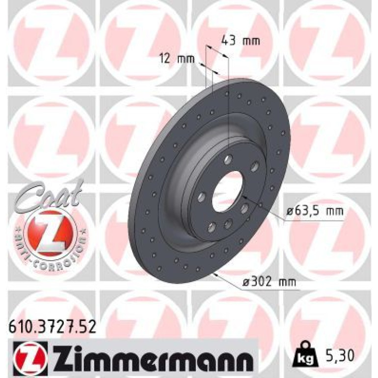 ZIMMERMANN Bremsscheibe 610.3727.52 ZIMMERMANN Bremsscheibe 610.3727.52