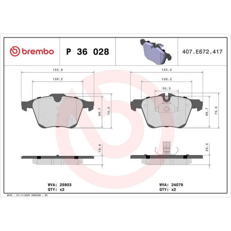 BREMBO Bremsklötze VA P 36 028 BREMBO Bremsklötze VA P 36 028