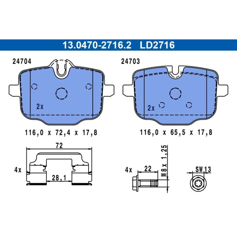 Bremsbelagsatz Bmw T. 5/6/7 2.0-4.4 09- Keramik 13.0470-2716.2 Bremsbelagsatz Bmw T. 5/6/7 2.0-4.4 09- Keramik 13.0470-2716.2
