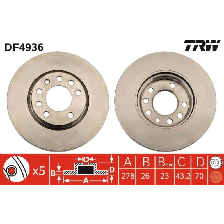 Bremsscheibe Opel P. Corsa D DF4936 Bremsscheibe Opel P. Corsa D DF4936
