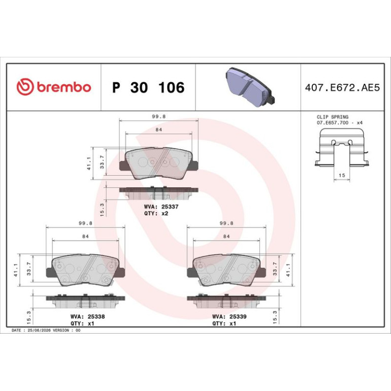 BREMBO Bremsklötze HA P 30 106 BREMBO Bremsklötze HA P 30 106