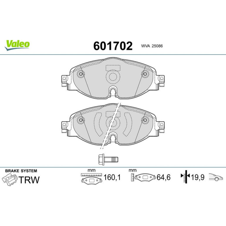 VALEO Bremsbeläge 601702