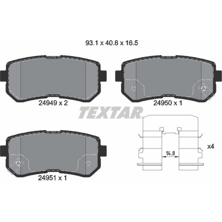 Bremsbelagsatz Hyundai T. I20/Ix20 08- Mit Esp 2494901 Bremsbelagsatz Hyundai T. I20/Ix20 08- Mit Esp 2494901