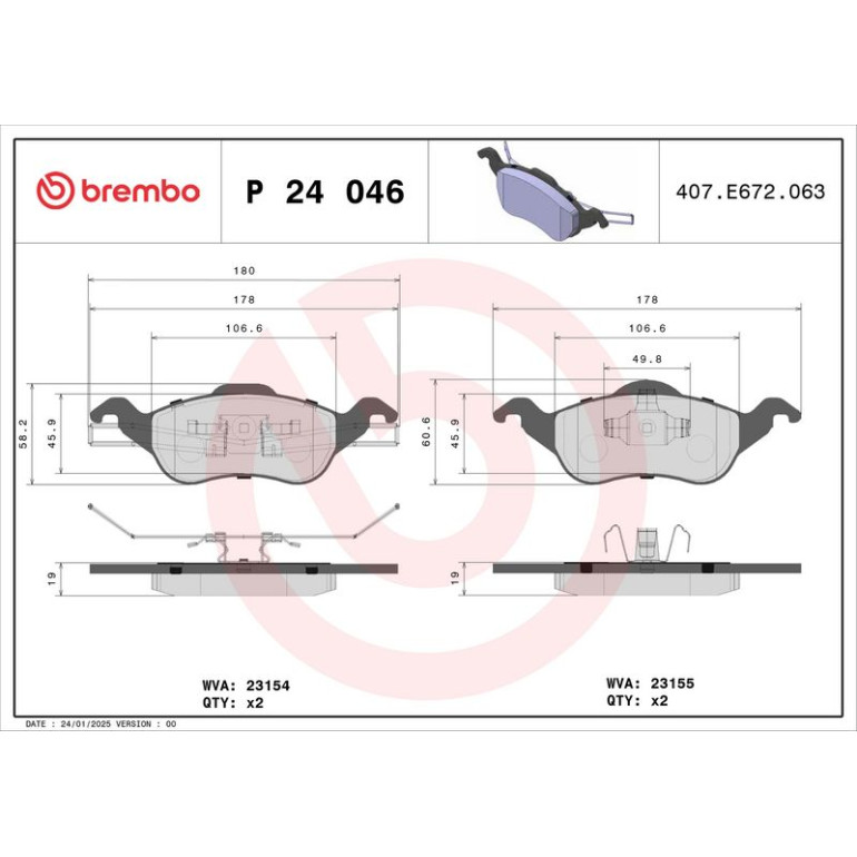 BREMBO Bremsklötze VA P 24 046 BREMBO Bremsklötze VA P 24 046