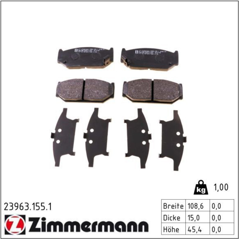 ZIMMERMANN Bremsbeläge 23963.155.1 ZIMMERMANN Bremsbeläge 23963.155.1