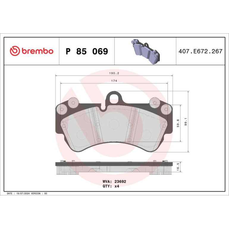 BREMBO Bremsklötze VA P 85 069 BREMBO Bremsklötze VA P 85 069