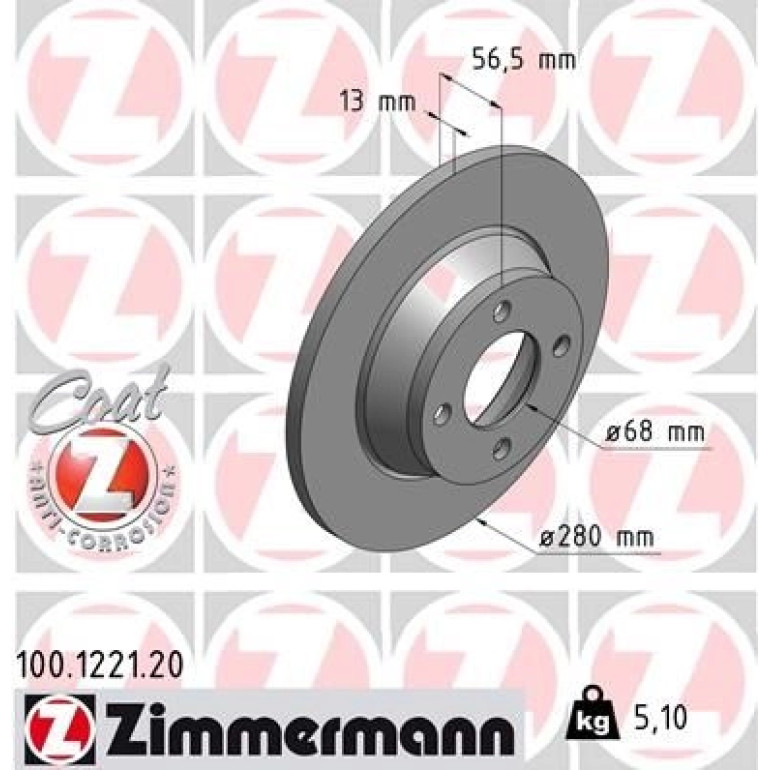 ZIMMERMANN Bremsscheibe 100.1221.20 ZIMMERMANN Bremsscheibe 100.1221.20