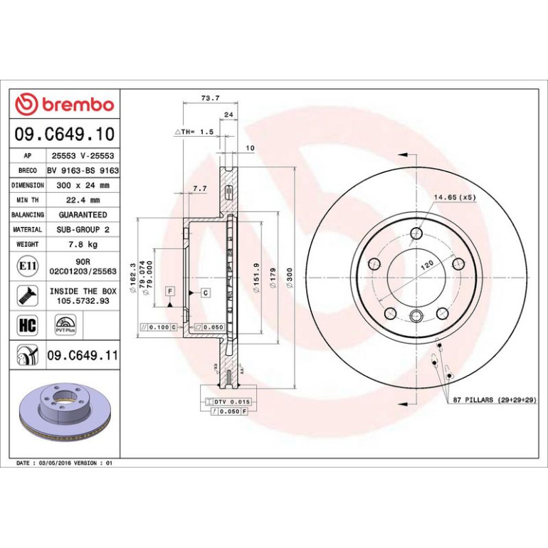 11 481 057 Bremsscheibe VA 09.C649.11 11 481 057 Bremsscheibe VA 09.C649.11