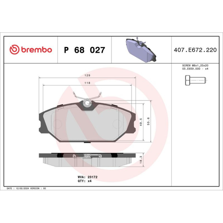 BREMBO Bremsklötze VA P 68 027 BREMBO Bremsklötze VA P 68 027