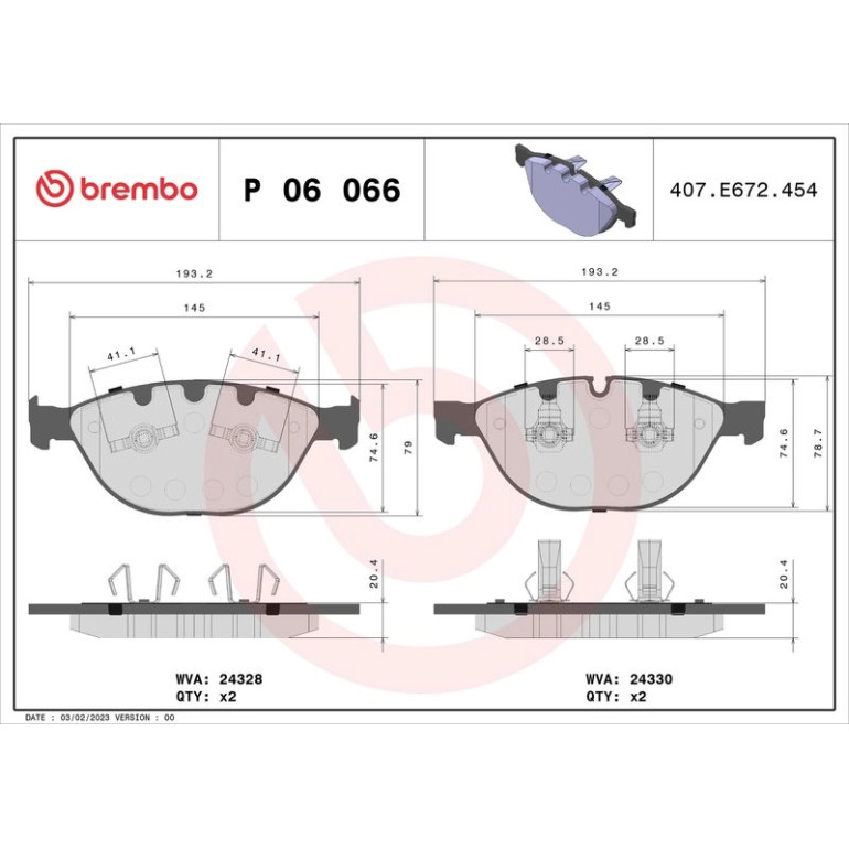 BREMBO Bremsklötze VA P 06 066 BREMBO Bremsklötze VA P 06 066