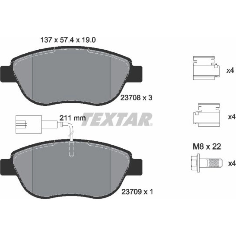 Bremsbelagsatz Fiat P. Stilo 1.9D/Doblo 10- Mit Sensor 2370802 Bremsbelagsatz Fiat P. Stilo 1.9D/Doblo 10- Mit Sensor 2370802