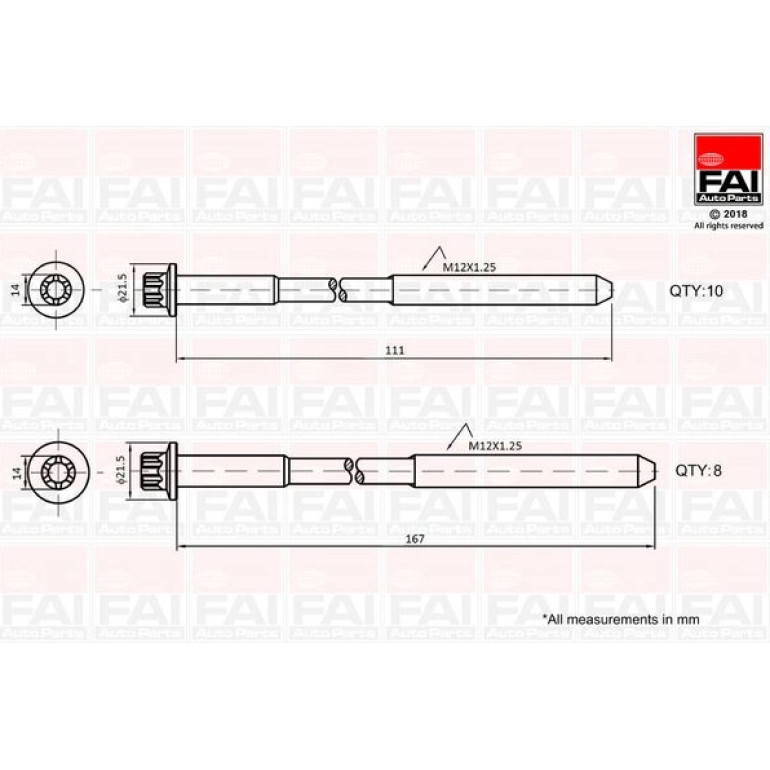 Zylinderkopfschraubensatz B2124 Zylinderkopfschraubensatz B2124